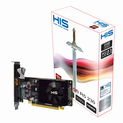 HIS R5 230 Fan 1GB DDR3 PCI-E DVI/HDMI 